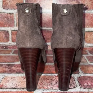 Pre-Owned Michael Kors Brown Leather Suede Platform Wedge Ankle Boots Size 7M thumbnail 5