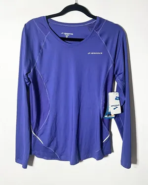 Brooks Running Shirt Women's Large Cobalt Blue Equilibrium Long Sleeve thumbnail 1