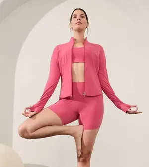 New Athleta S Salutation Jacket Dragonfruit Pink Size Small thumbnail 4