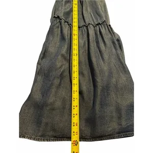 Lands End Womens Modest Tiered Denim Midi Dress Size M Western Cottage Coastal thumbnail 6
