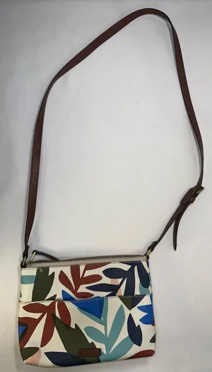 Fossil Fiona Crossbody Bag Abstract Leaf Floral Print Coated Canvas Purse thumbnail 1