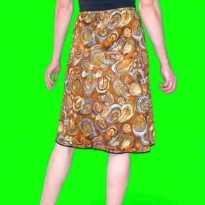 Vintage Y2K Brown Orange Feather Abstract Knee-Length Skirt thumbnail 5