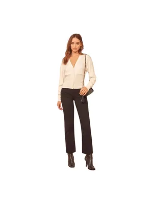 REFORMATION Vitalia Ribbed Top In Ivory Cardigan XS thumbnail 4