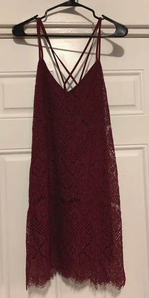 Francesca's Burgundy Lace Dress thumbnail 1