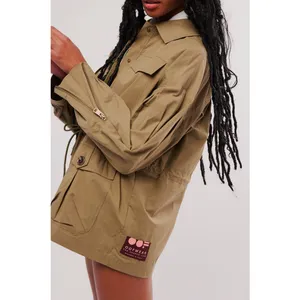 Free People OOFWEAR Oversized Khaki Cotton Rain‎ Duster Jacket Size 12 NWT thumbnail 15