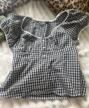 SheIn Blouse Gingham shirt thumbnail 1