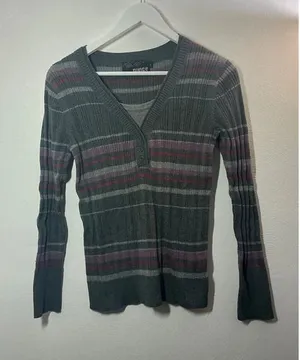 Y2K Ounce Stripe Sweater Size Large Gray thumbnail 1