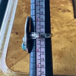 White Buffalo Turquoise Blue Turquoise Sterling Silver Forest Ring Size 7 thumbnail 8