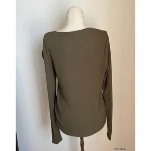 Marine Layer Lexi Olive Green Henley Top Large thumbnail 3