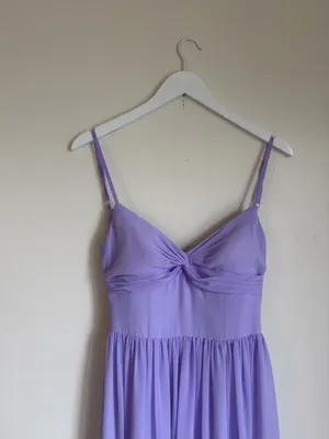 Azazie Zeya Lilac A-Line V-Neck Pleated Chiffon Dress Size 6 thumbnail 4