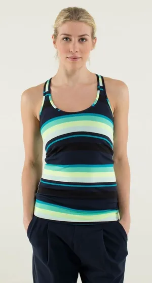 Lululemon cool racerback Navy, yellow‎ white size 4 thumbnail 1
