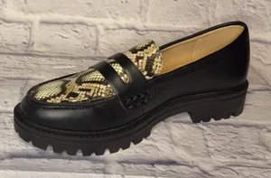 Journee Collection Black and Snake Pattern Loafers thumbnail 1