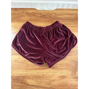 Brandy Melville Lisette Burgundy Velvet Dolphin Shorts OS XS S thumbnail 2