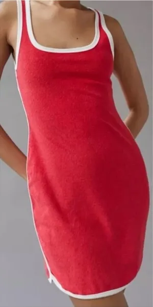 Urban Outfitters Mini Terry Athletic Dress NWT Small Cherry Red Retro White thumbnail 1