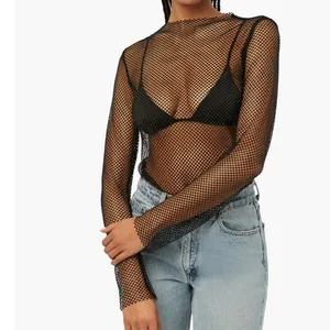 WeWoreWhat Crystal Mesh Mock Neck Top Size Medium thumbnail 3