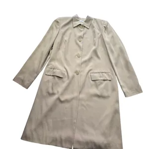 Trio New York Vintage Coat Womens 12 Tan Beige Wool Made in USA Trench Old Money thumbnail 9