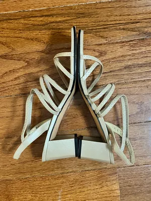 Stuart Weitzman Neutral Strappy Block Heel Square Toe Sandals thumbnail 3