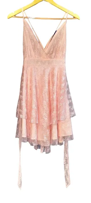 SBerto‎ Lace Tiered Babydoll Mini Dress Fairy Ethereal Women's Small Y2K Ballet thumbnail 1