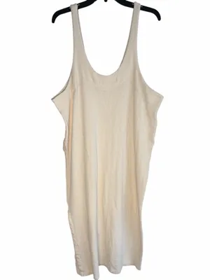 Free People Beach Scoop Neck‎ Ribbed Cream Be Happy Pinafore Dress Small thumbnail 3