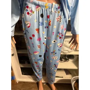 Women’s Light Blue 'Game Night' Graphic Long Sleeve Tee & pants PJ set size M thumbnail 2