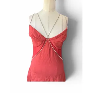 SUPERDOWN Jaxie Diamond Mini Dress Women's M Rust Embellished Sleeveless Party thumbnail 5
