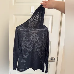 Seven7 See-Through Hooded Graphic Top thumbnail 3