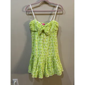 LILLY PULITZER BRIANA FIT FLARE EYELET LACE GREEN DRESS size 00 NWT MSRP $218 thumbnail 2