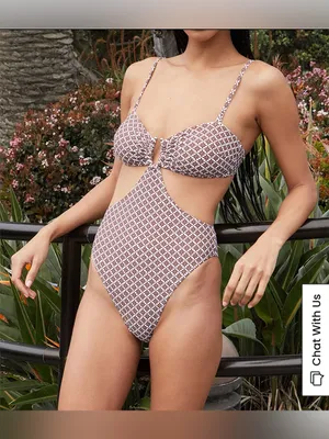 Cupshe Brown & White Floral One-Shoulder Cutout One-Piece Swimsuit thumbnail 3