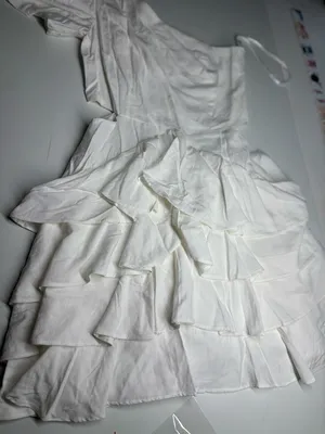 DO+BE Ivory One-Shoulder Ruffle Tiered Dress thumbnail 2