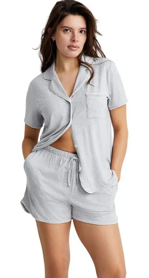 NWT State Of Day 2-Pc. Short-Sleeve Pajama Set 100180145MS Gray Heather XL thumbnail 1