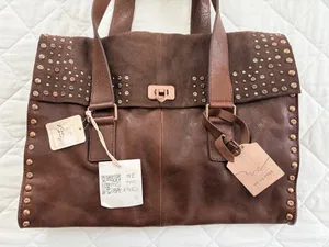 Free People We The Free Shay Brown Leather Studded Tote Bag Boho Western Crossbody SOLD OUT thumbnail 5