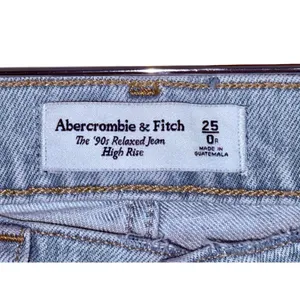 Abercrombie & Fitch 90s Relaxed Jean High Rise Blue Straight Jeans Womens 25 0 R thumbnail 3