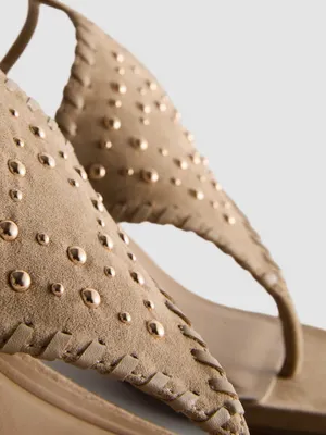Primark Studded Tan Suede Ankle-Strap Heeled Sandals thumbnail 4
