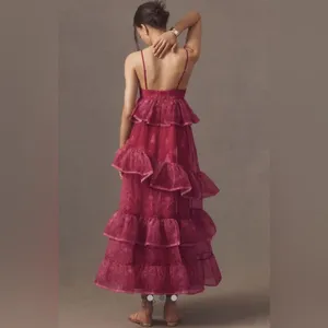 Anthropologie Let Me Be Tiered Midi Dress NWT M Romantic Wedding Guest Fairycore thumbnail 2