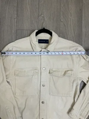 Abercrombie & Fitch Cream Corduroy Shirt Jacket | Men’s Size S thumbnail 8