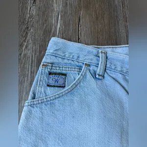 VTG Wrangler Mom Shorts Baggy Shorts Blue Faded Size 14 31 32 thumbnail 3