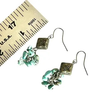 Southwestern Turquoise Chip Cluster Dangle Earrings Blue thumbnail 7