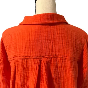 Aerie Women's Orange 100% Cotton Gauzy Day-Off Cover Up Shirt Sz M Oversized thumbnail 4
