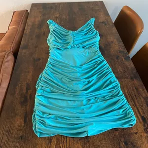 Turquoise blue/green ruched dress Blue thumbnail 2
