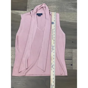 Ann Taylor Pink 100% Silk Sleeveless Tie Mock Neck Top Size M thumbnail 4