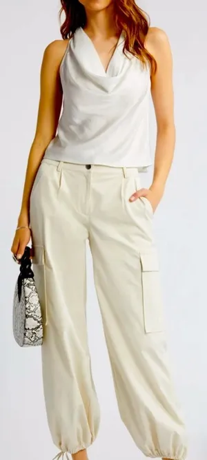 Lola & Sophie metallic cowl neck white blouse $155 XS thumbnail 1