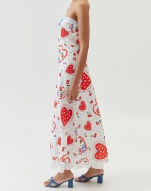 For Love & Lemons Daisy Mae Strapless Midi Bias Dress, Size M thumbnail 19
