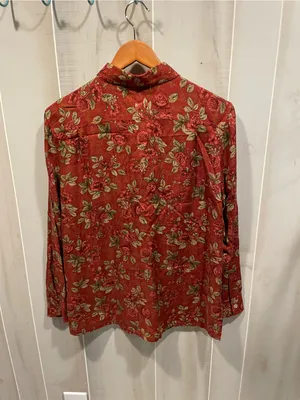 Cute rose wine cottagecore flowy blouse vintage 90s button front classic twee thumbnail 5