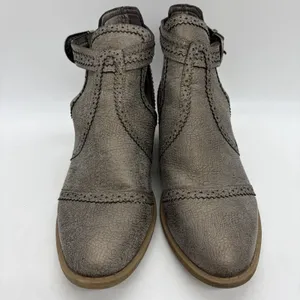 Very G Womens 8 Boots Western Cutout Ankle Pewter Gray Buckle Country Festival thumbnail 3