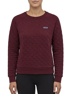 Patagonia Organic Cotton Quilt Crew Women M Chicory Red Quilted Sweatshirt‎ thumbnail 1