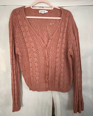 Molly Bracken Crochet Knit Button Cardigan Sweater thumbnail 1