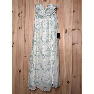 NWT Lulus Effortlessly Abloom Green Multi Floral Ruched Halter Maxi Dress Size L thumbnail 2