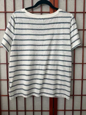 Gap linen blend navy and white stripe top size large thumbnail 6