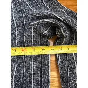 FRNCH Paris Womens‎ Black White Pinstripe Textured Single Button Blazer Jacket M thumbnail 4