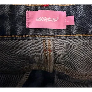 Edikted Women's Sz L Dark Wash Wide Leg Jeans Mid‎ Rise Denim thumbnail 6